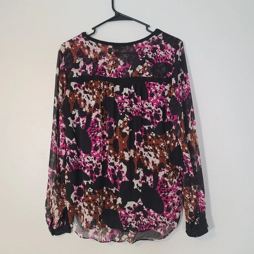 Diane Von Furrstenberg Lorelai Print Chieff In Cheetah Splash Pink Blouse 10 - Picture 7 of 11